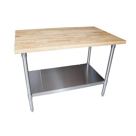 Bk Resources Hard Maple Flat Top Table W/Stainless Undershelf, Oil Finish 60"Lx30"W MFTS-6030